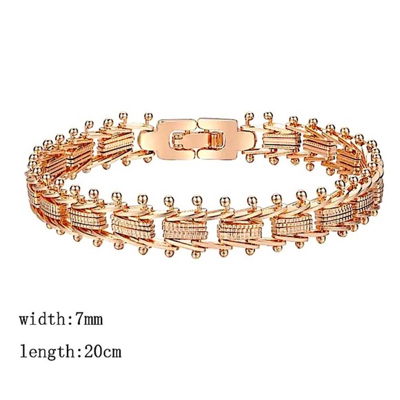 Rose Gold Chain Link Fishbone Bracelet - Picture 4 of 4